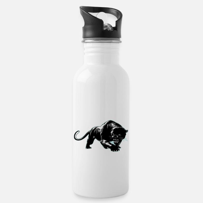 Panther T shirt - Trinkflasche mit integriertem Trinkhalm - Weiß