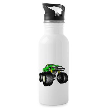 Monster truck, off-road vehicle, pickup, van - Water bottle with straw - white - Right