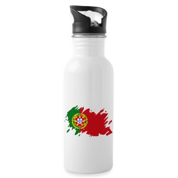 Portugal Flag Color Splash Portuguese Flag - Water bottle with straw - white - Right