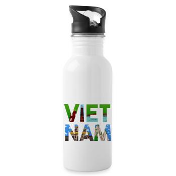 Vietnam story bridge mountain skyscraper I gift - Water bottle with straw - white - Right