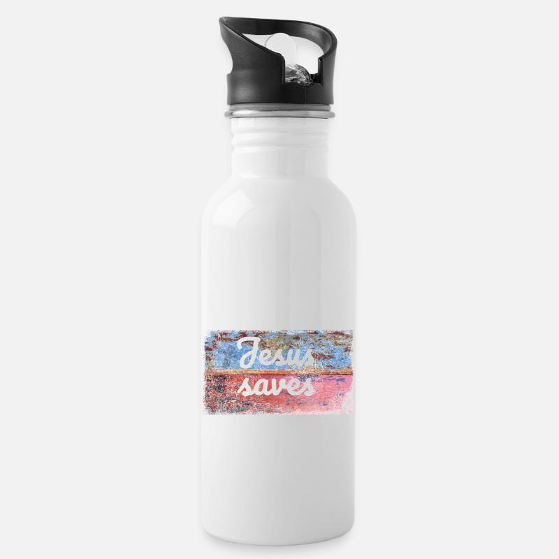 Jesus saves - Gourde avec paille intégrée - blanc