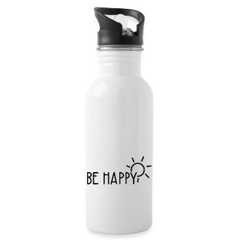be happy - Water bottle with straw - white - Right