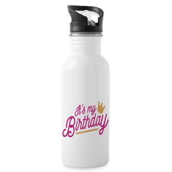 My birthday - Water bottle with straw - white - Right