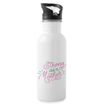 Strong as a mother | Mother’s Day - Water bottle with straw - white - Right