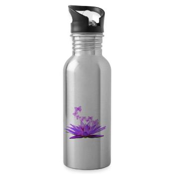 Lotus flower - Water bottle with straw - silver - Right