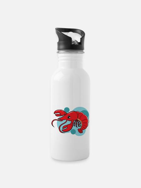 Hummer - Trinkflasche mit integriertem Trinkhalm - Weiß