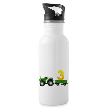 aus dem weg ich bin schon 3 Traktor Jungen 3 Jahre - Trinkflasche mit integriertem Trinkhalm - Weiß - Rechts