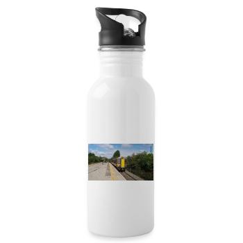 Railway Train Approach 001 - Water bottle with straw - white - Right