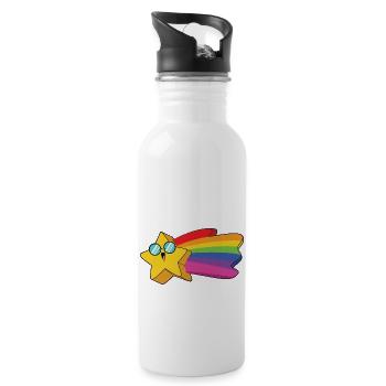 Stern Regenbogen - Trinkflasche mit integriertem Trinkhalm - Weiß - Rechts