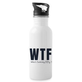50th birthday - Water bottle with straw - white - Right