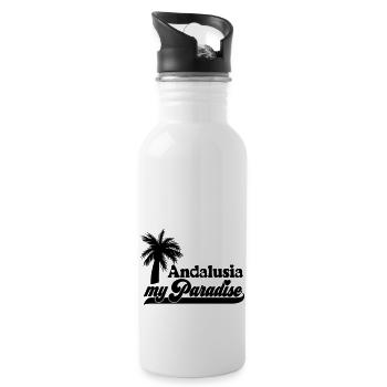 Farbe änderbar | Andalusia Paradise Andalusien - Trinkflasche mit integriertem Trinkhalm - Weiß - Rechts