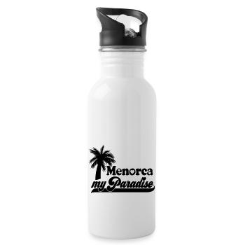 Farbe änderbar | Menorca my Paradise - Trinkflasche mit integriertem Trinkhalm - Weiß - Rechts
