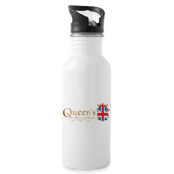 British Queen Monarchy Platinum Jubilee 70th yr - Water bottle with straw - white - Right
