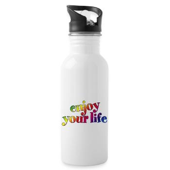 enjoy your life enjoy your life rainbow hygge - Water bottle with straw - white - Right