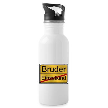 Einzelkind wird Bruder - Trinkflasche mit integriertem Trinkhalm - Weiß - Rechts