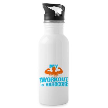 Gym Workout Man Training - Water bottle with straw - white - Right
