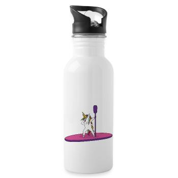 Einhorn Stand Up Paddle - Trinkflasche mit integriertem Trinkhalm - Weiß - Rechts