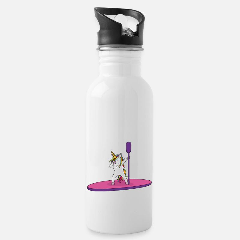 Licorne Stand Up Paddle - Gourde avec paille intégrée - blanc