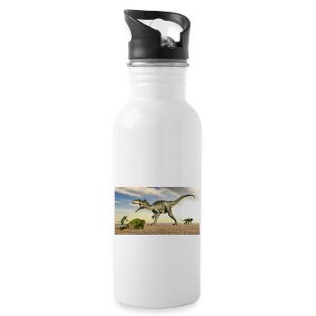 Megalosaurus und Doliosauriscus - Trinkflasche mit integriertem Trinkhalm - Weiß - Rechts