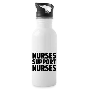 Krankenschwestern unterstützen Krankenschwestern - Trinkflasche mit integriertem Trinkhalm - Weiß - Rechts