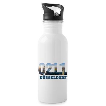 Düsseldorf 0211 T-Shirt avec Picture Skyline - Gourde avec paille intégrée - blanc - Droite