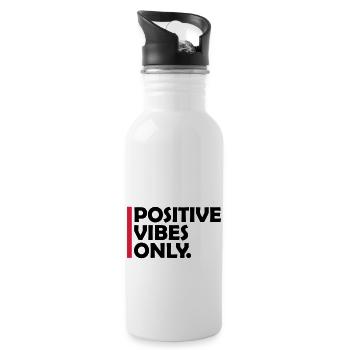 Positive Vibes Only Motto - Water bottle with straw - white - Right