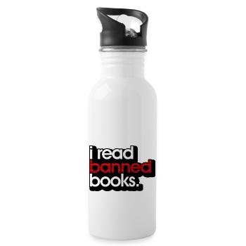 I Read Banned Books 52 - Water bottle with straw - white - Right