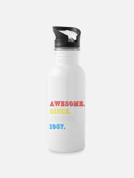 AWESOME SINCE AUgust 1957 - Water bottle with straw - white