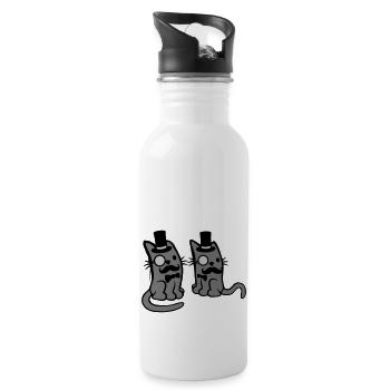 Herren 2 Katzen Freunde - Trinkflasche mit integriertem Trinkhalm - Weiß - Rechts
