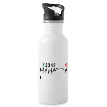 Motorcycle Gear Shift Heartbeat Biker - Water bottle with straw - white - Right