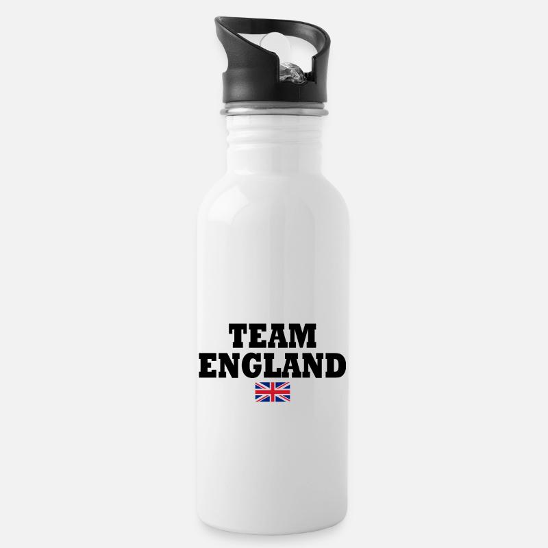 Team england - Trinkflasche mit integriertem Trinkhalm - Weiß