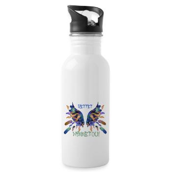 rettet winnetou ,iFlügel Malerei, illustration - Trinkflasche mit integriertem Trinkhalm - Weiß - Rechts