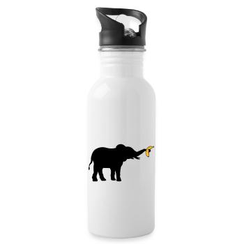 Grande silhouette d’éléphant banane - Gourde avec paille intégrée - blanc - Droite