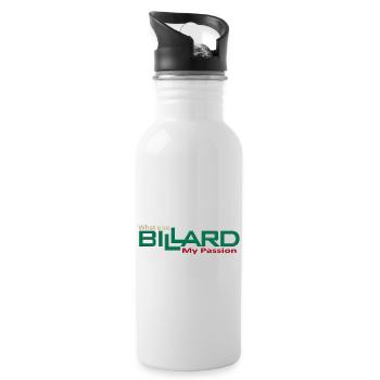 Billard Design my passion what else, Poolbillard - Trinkflasche mit integriertem Trinkhalm - Weiß - Rechts