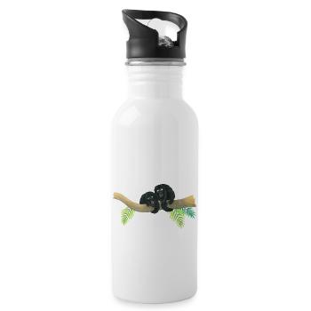 Brüllaffen - Trinkflasche mit integriertem Trinkhalm - Weiß - Rechts