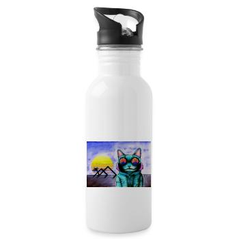 Cybercat - Trinkflasche mit integriertem Trinkhalm - Weiß - Rechts