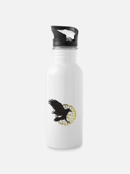 Rabe - Trinkflasche mit integriertem Trinkhalm - Weiß