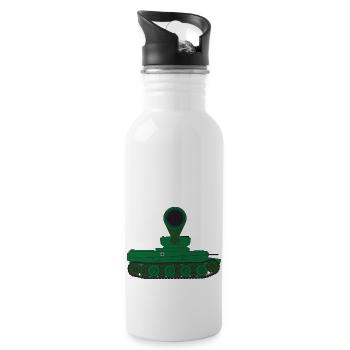 Panzerturm-Geschützrohr - Trinkflasche mit integriertem Trinkhalm - Weiß - Rechts