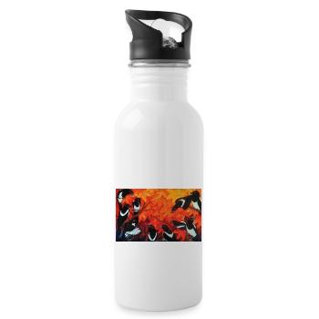 Sroki - Elstern - Trinkflasche mit integriertem Trinkhalm - Weiß - Rechts