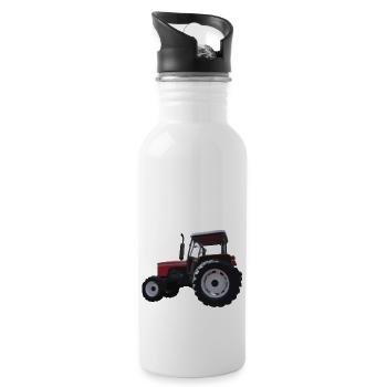 Roter Traktor Illustration Kinder Geschenkidee - Trinkflasche mit integriertem Trinkhalm - Weiß - Rechts