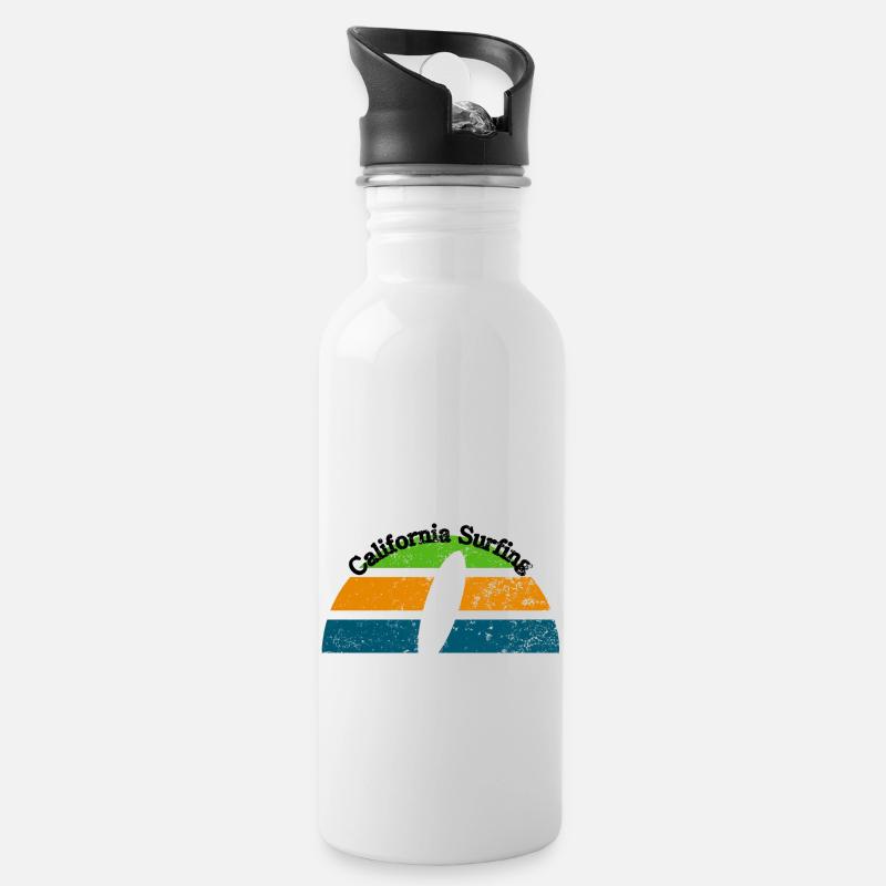 California surfing Design - Water bottle with straw - white