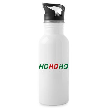 HO HO HO - Gourde avec paille intégrée - blanc - Droite