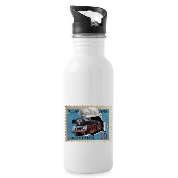 Steam locomotive stamp - Water bottle with straw - white - Right
