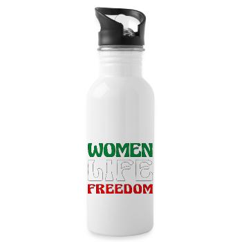 Women Life Freedom - Cute Iranian Women - Water bottle with straw - white - Right