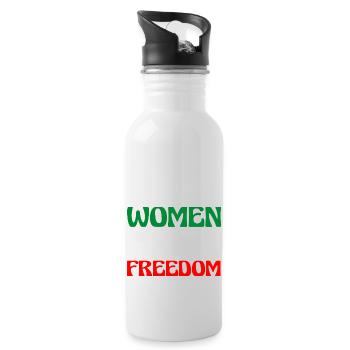 Women Life Freedom - Cute Iranian Women - Water bottle with straw - white - Right