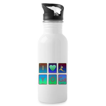 yoga méditation mignon drôle paix zen amour cool - Gourde avec paille intégrée - blanc - Droite