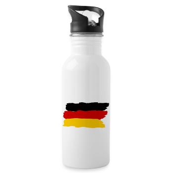 Die deutsche Flagge - Trinkflasche mit integriertem Trinkhalm - Weiß - Rechts