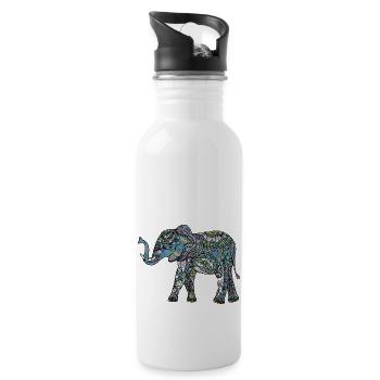 Éléphant - Gourde avec paille intégrée - blanc - Droite