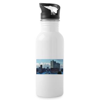 Elbphilharmonie Hamburg - Trinkflasche mit integriertem Trinkhalm - Weiß - Rechts