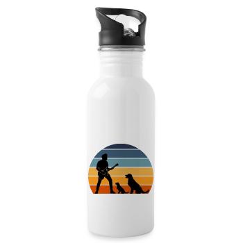 Guitar Player Pet Dog Animal Musician Bassist - Water bottle with straw - white - Right